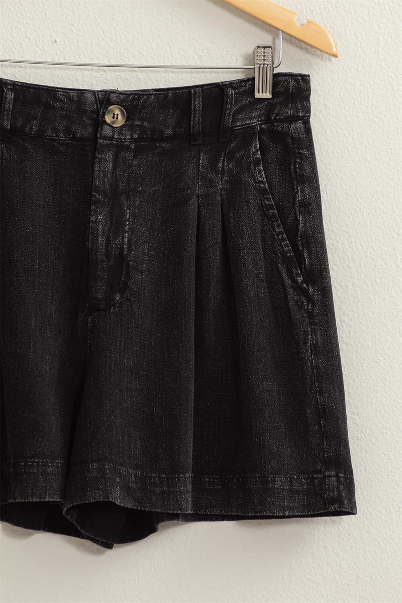 Kvinne High Waist Plisserte Linshorts Rayon Lin 4