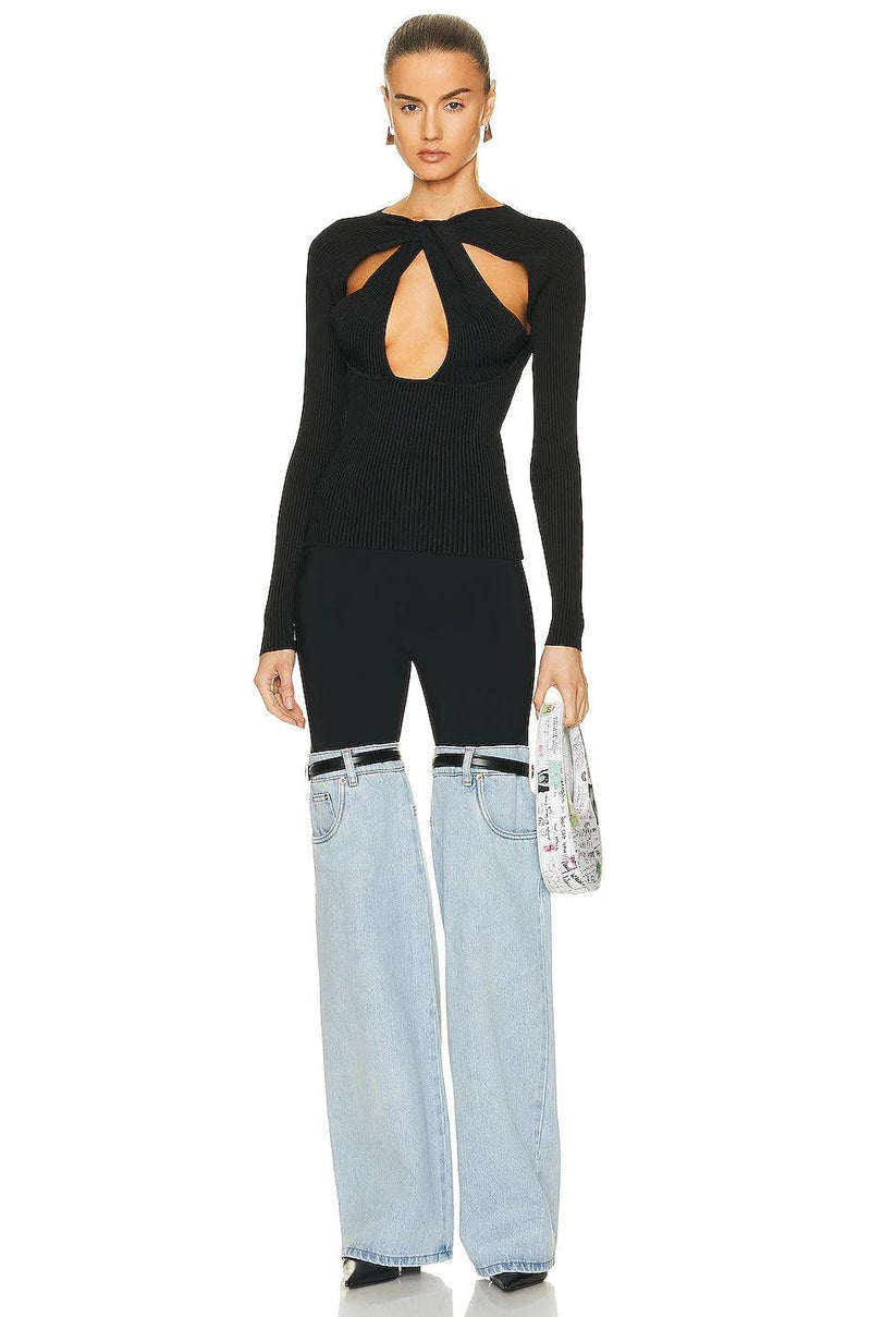 Kvinne Høyt Liv Straight Wide-Leg Bukser 1