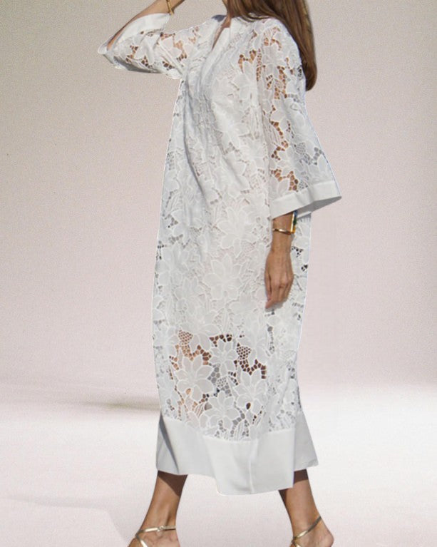 Kvinne Lace Kjole Tidløs Eleganse Komfortabel Passform 2