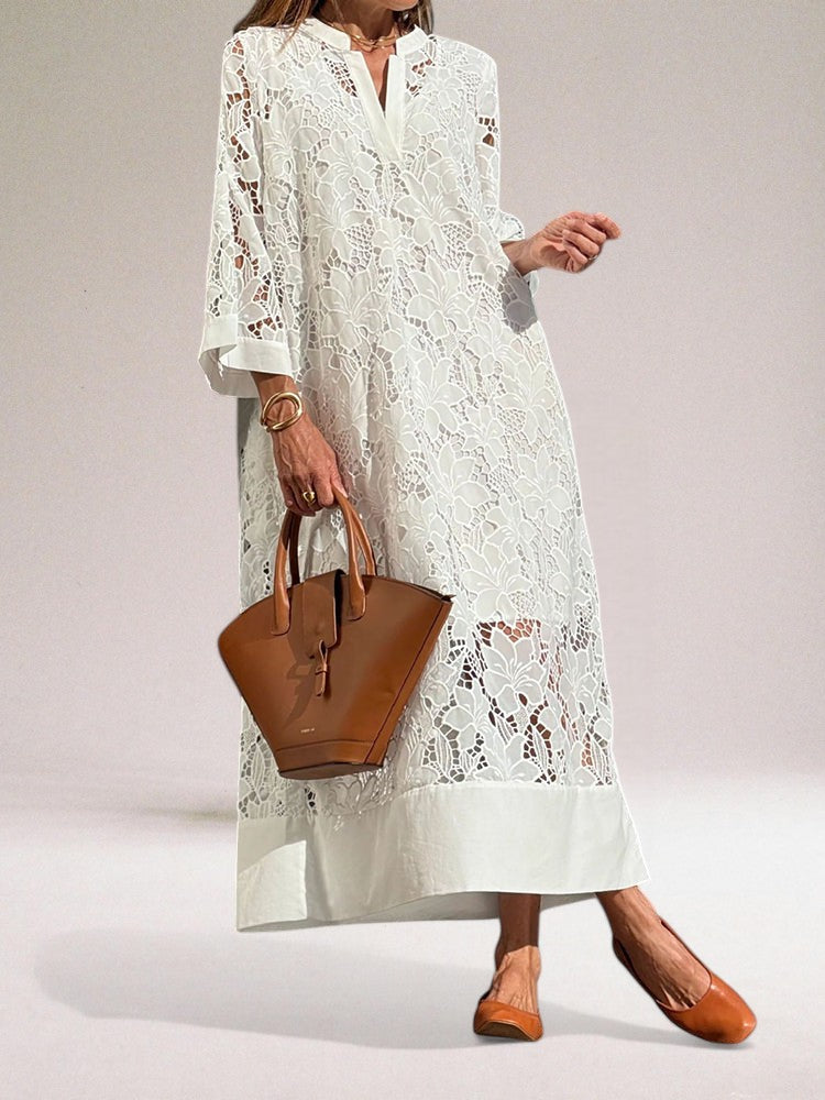 Kvinne Lace Kjole Tidløs Eleganse Komfortabel Passform 4