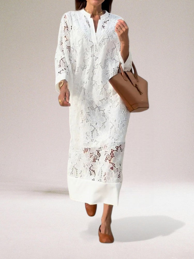 Kvinne Lace Kjole Tidløs Eleganse Komfortabel Passform 5