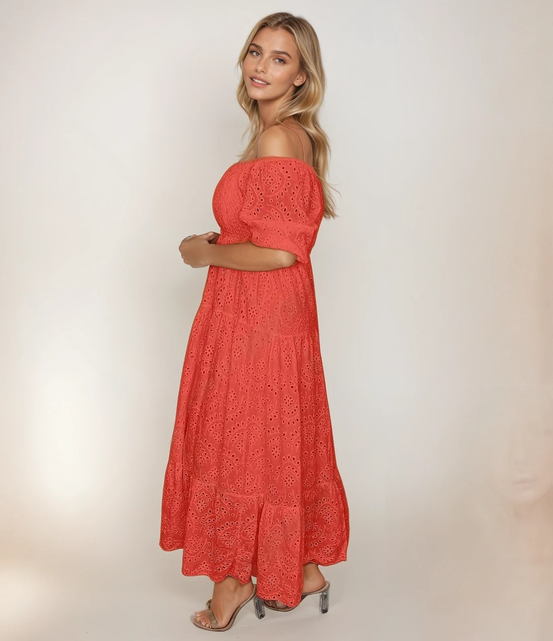 Kvinne Lang Blondekjole Elegant Blonder Mix 4