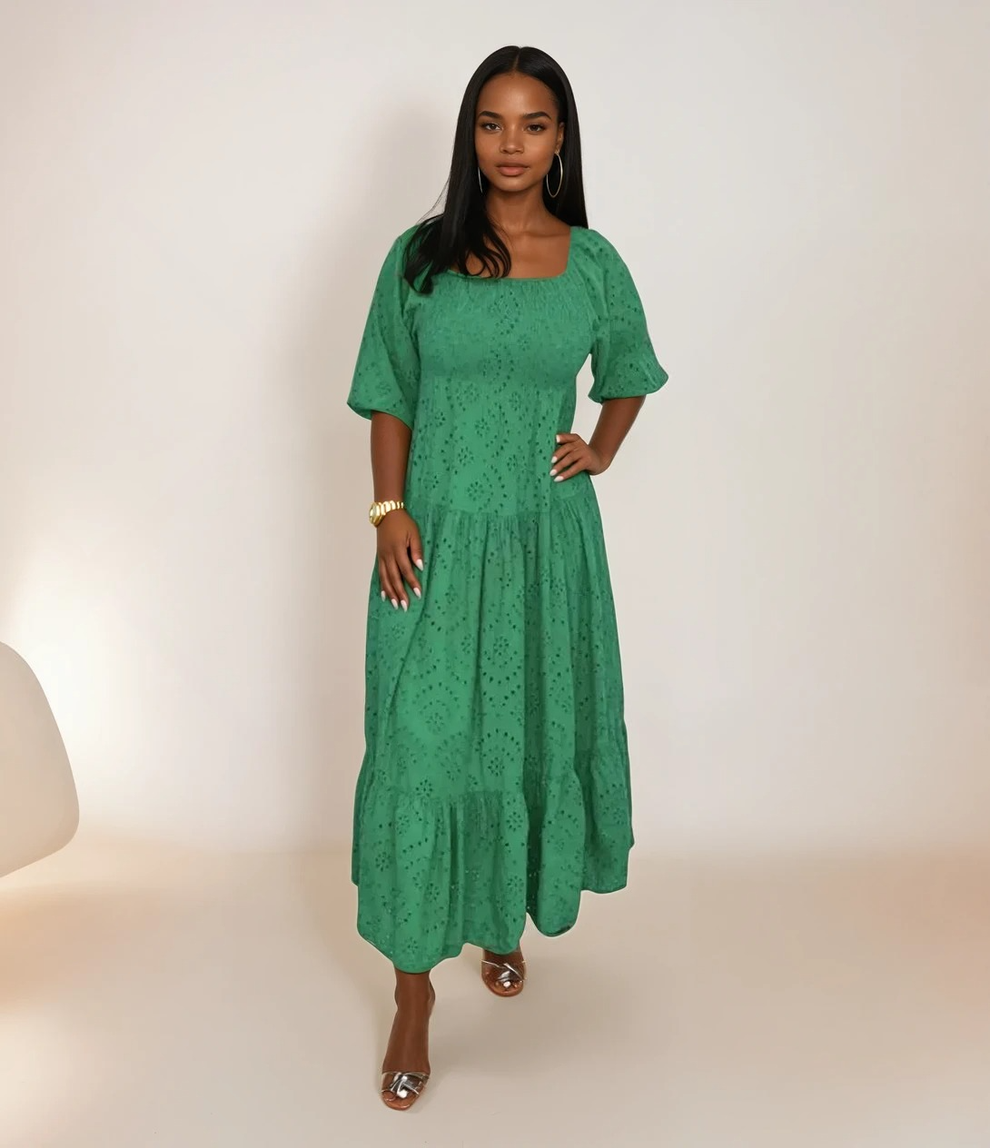 Kvinne Lang Blondekjole Elegant Blonder Mix 5