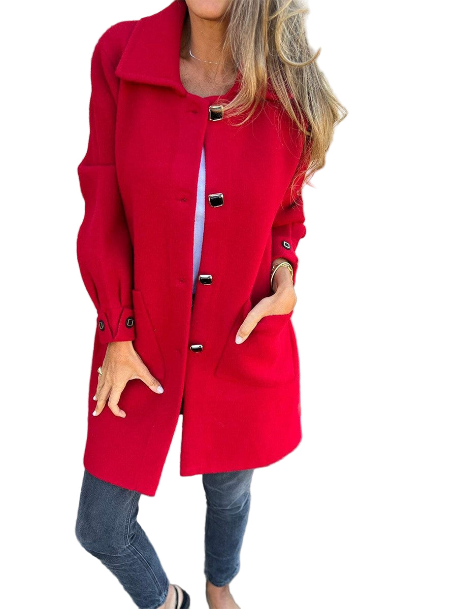 Kvinne Lang Frakk Strukturert Passform Slåkrage 0