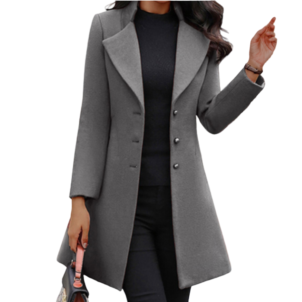 Kvinne Lang Frakk – Skreddersydd Passform – Ullblanding – Enkeltknapp 2