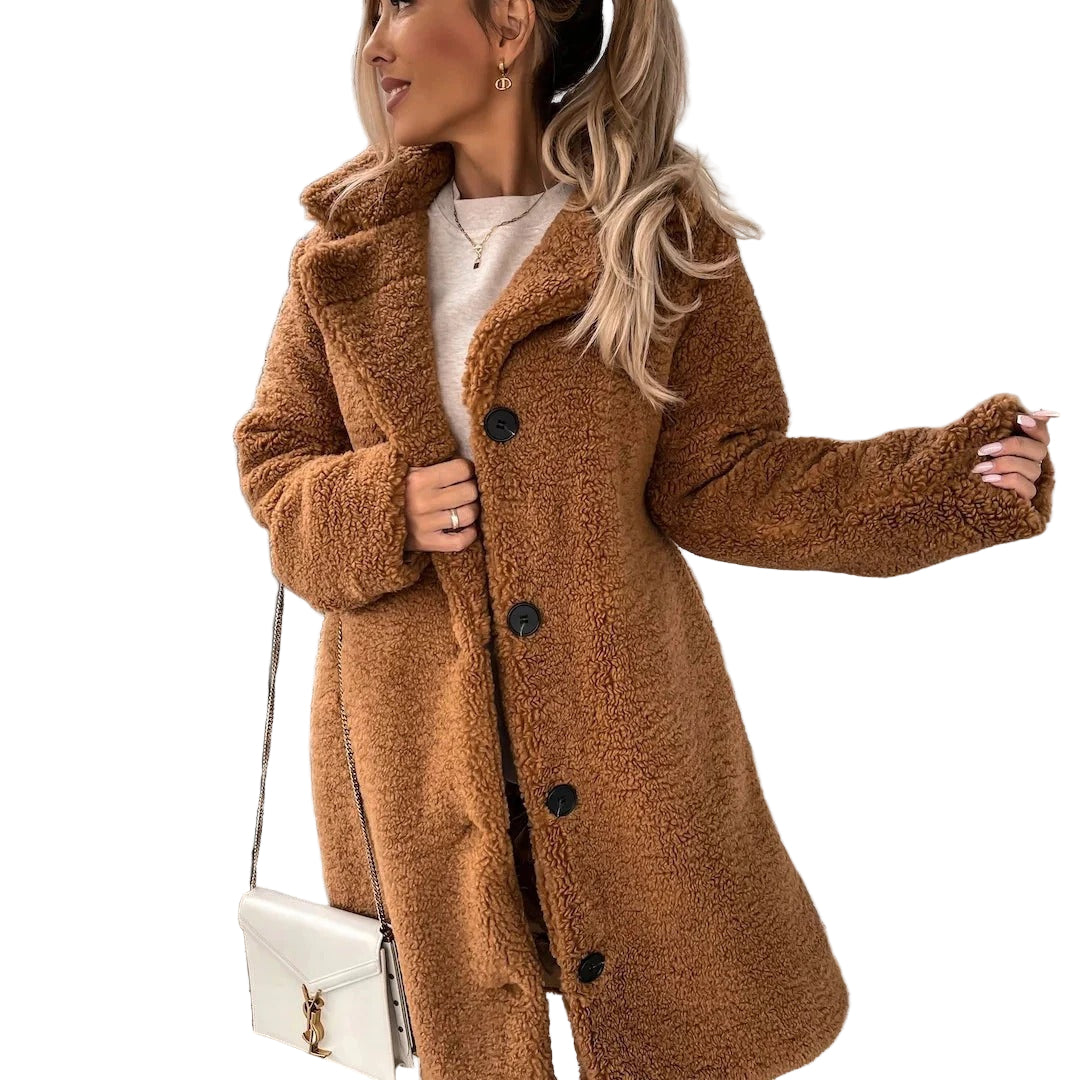 Kvinne Lang Teddy Frakk – Oversized Passform – Faux Shearling 1