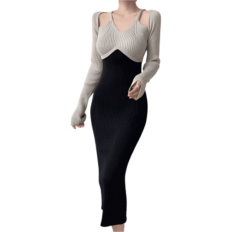 Kvinne Langermet Kjole Justert Polyester 0