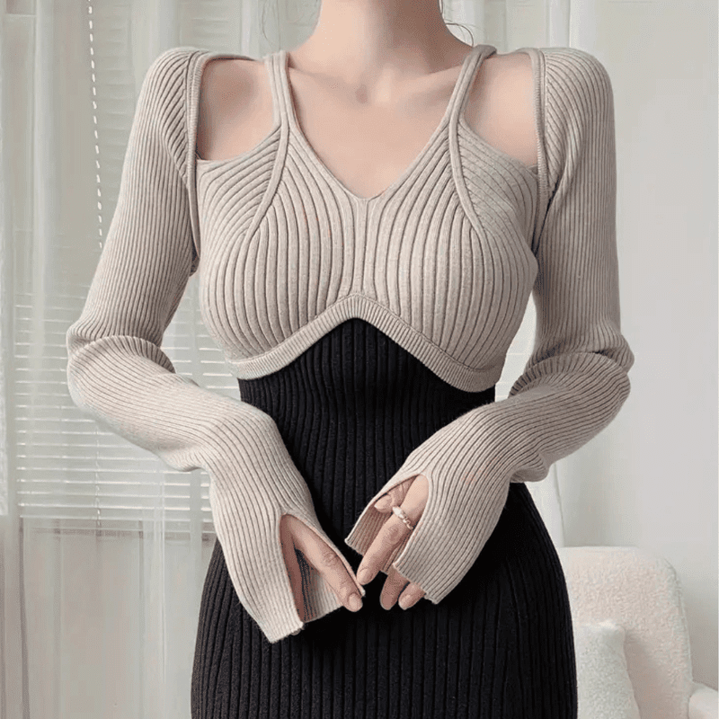 Kvinne Langermet Kjole Justert Polyester 4