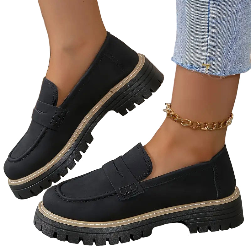 Kvinne Loafers i Suede med Chunky Såle 0