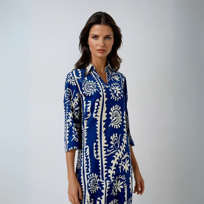 Kvinne Loose Fit Kjole V-Hals Polyester Rayon 1