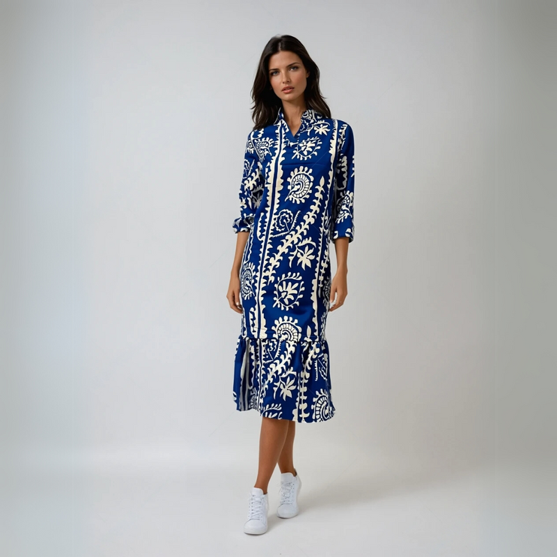 Kvinne Loose Fit Kjole V-Hals Polyester Rayon 2