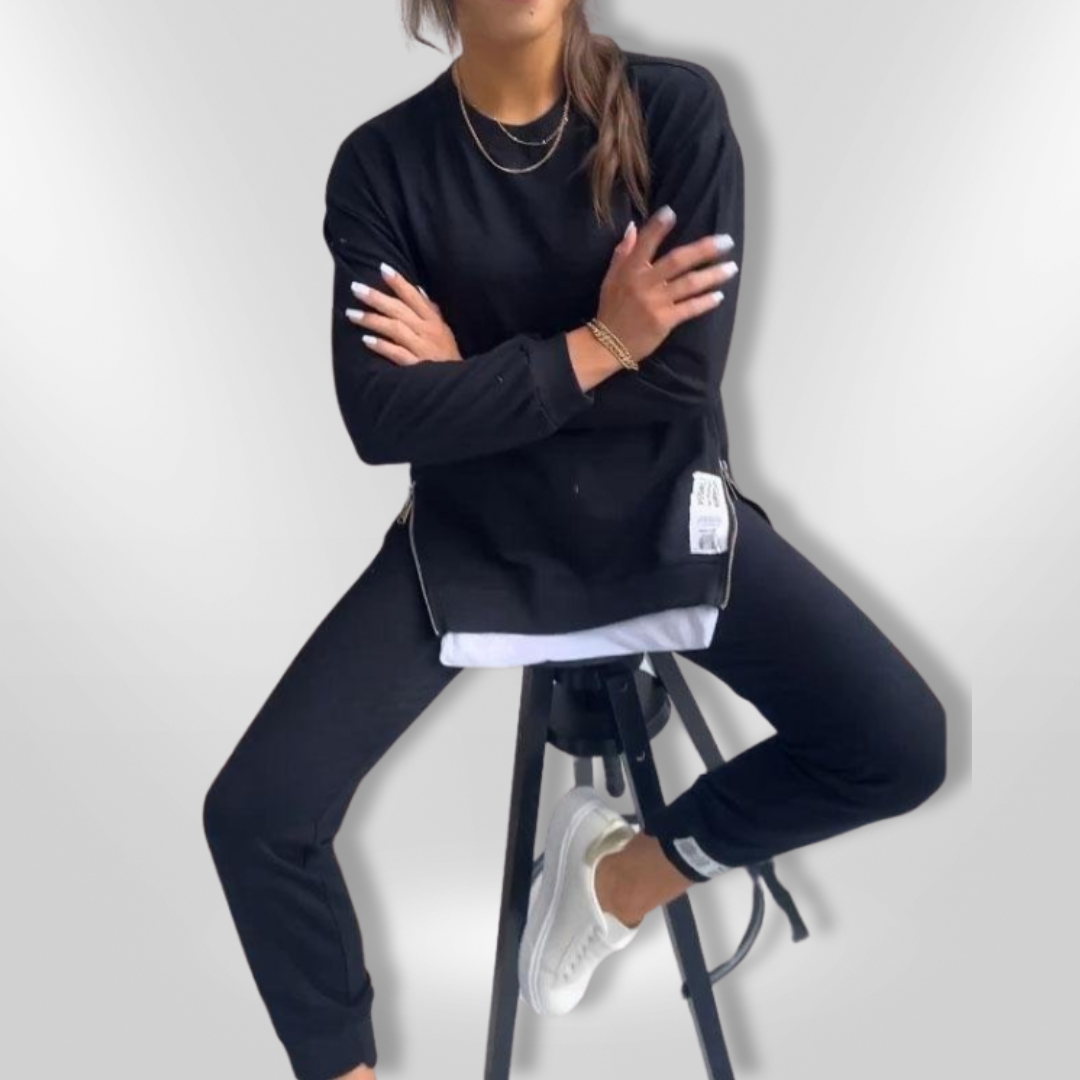 Kvinne Loungewear Sett Oversized Sweatshirt og Joggers Myk Elastisk 3