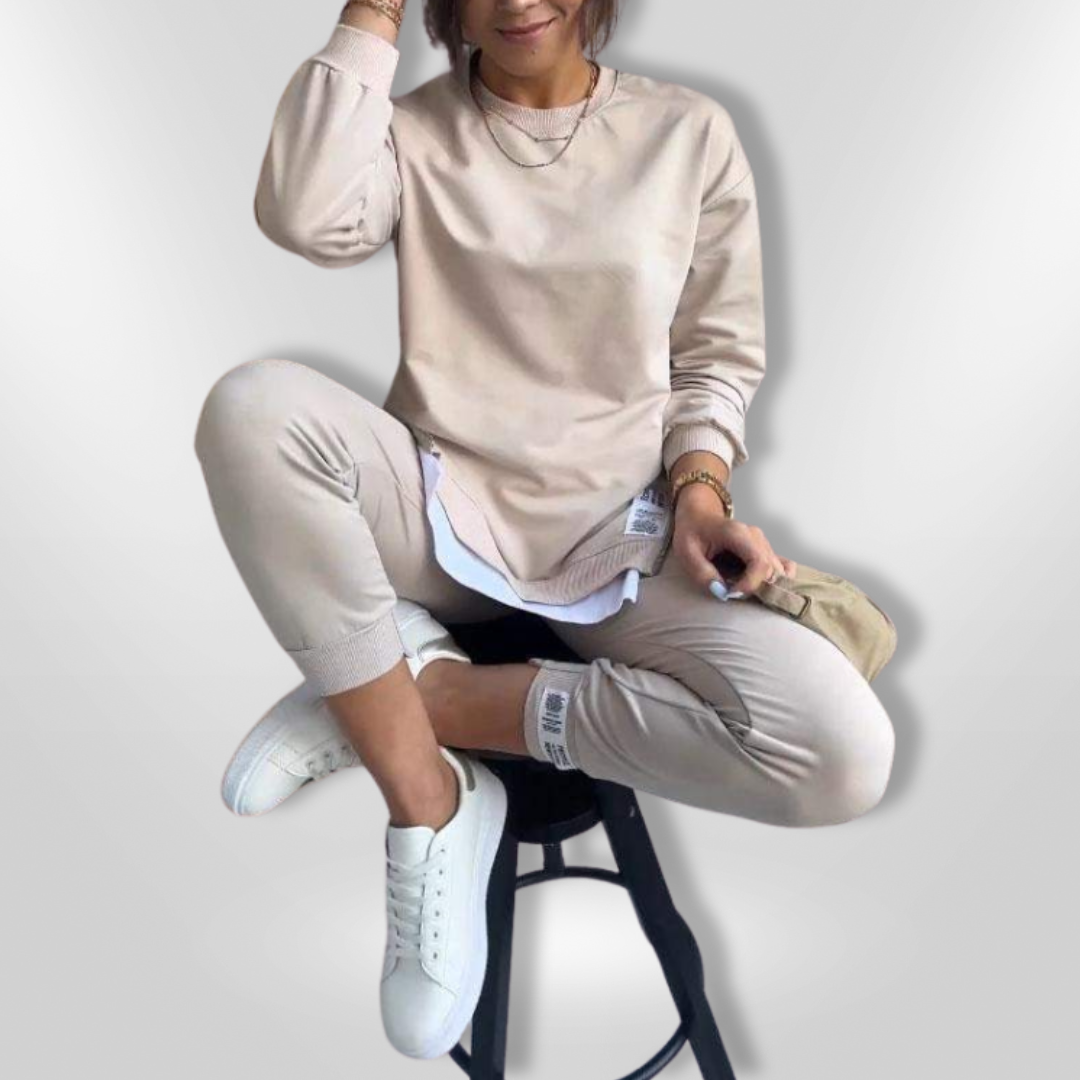 Kvinne Loungewear Sett Oversized Sweatshirt og Joggers Myk Elastisk 4