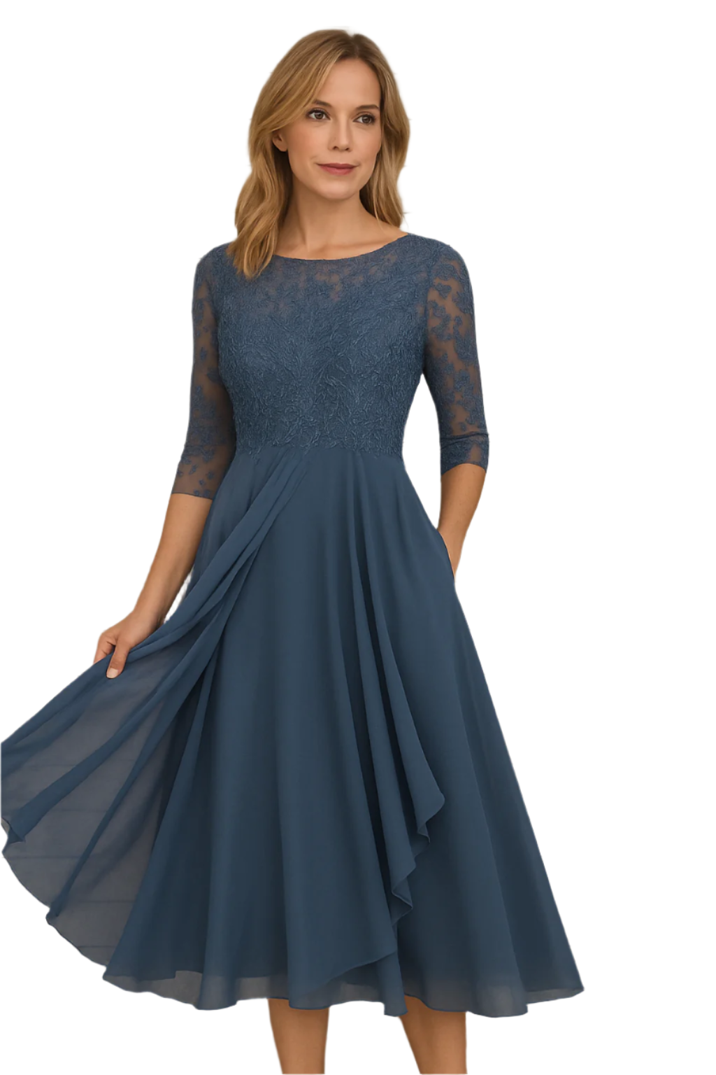 Kvinne Maxi Kjole Asymmetrisk A-linje med Kantelementer 0