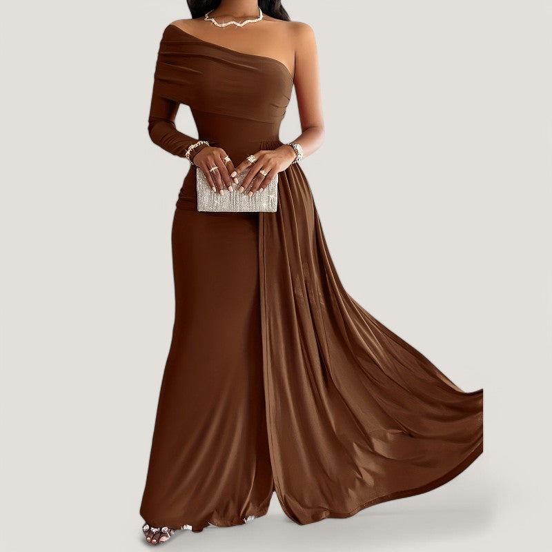 Kvinne Maxi Kjole Asymmetrisk Design Polyester 1