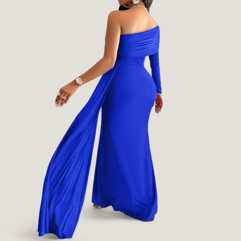 Kvinne Maxi Kjole Asymmetrisk Design Polyester 4