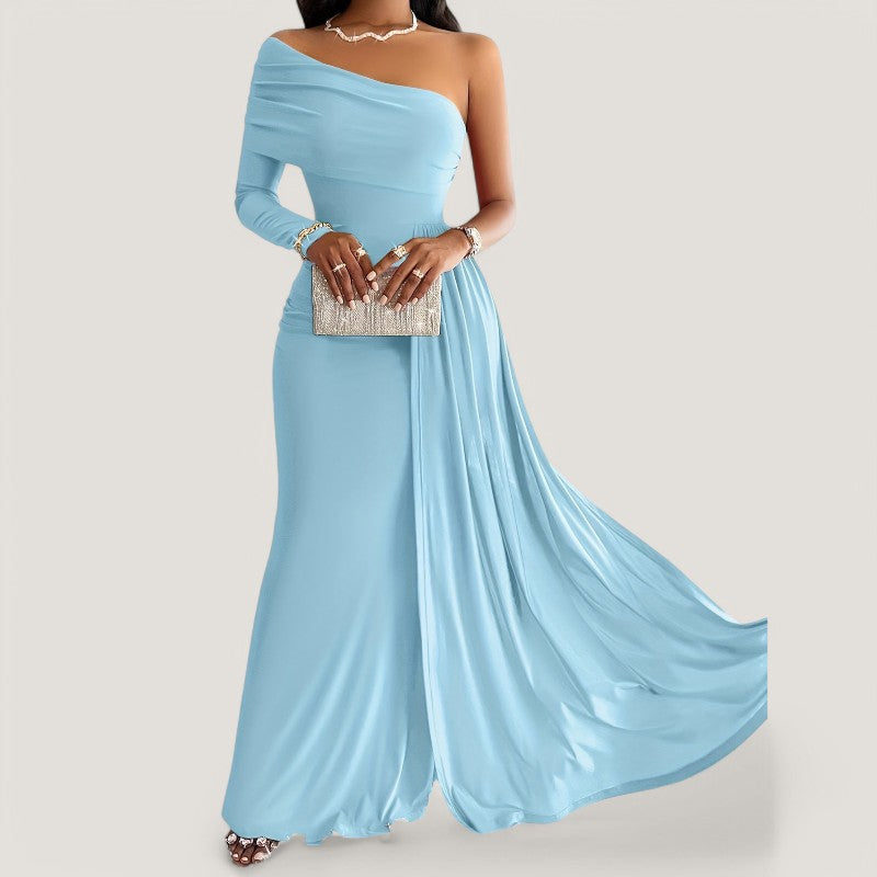 Kvinne Maxi Kjole Asymmetrisk Design Polyester 5