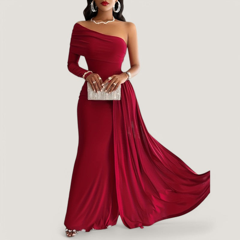 Kvinne Maxi Kjole Asymmetrisk Design Polyester 6