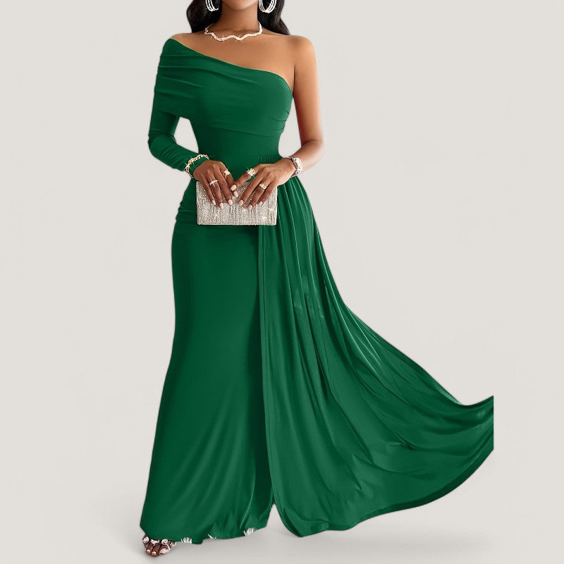 Kvinne Maxi Kjole Asymmetrisk Design Polyester 7