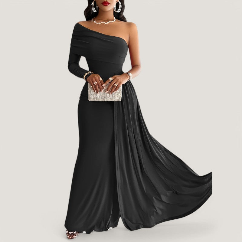 Kvinne Maxi Kjole Asymmetrisk Design Polyester 9