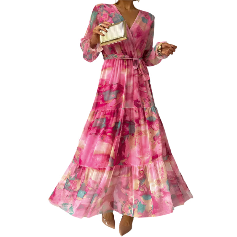 Kvinne Maxi Kjole Blomstertrykk Lett Stoff 0