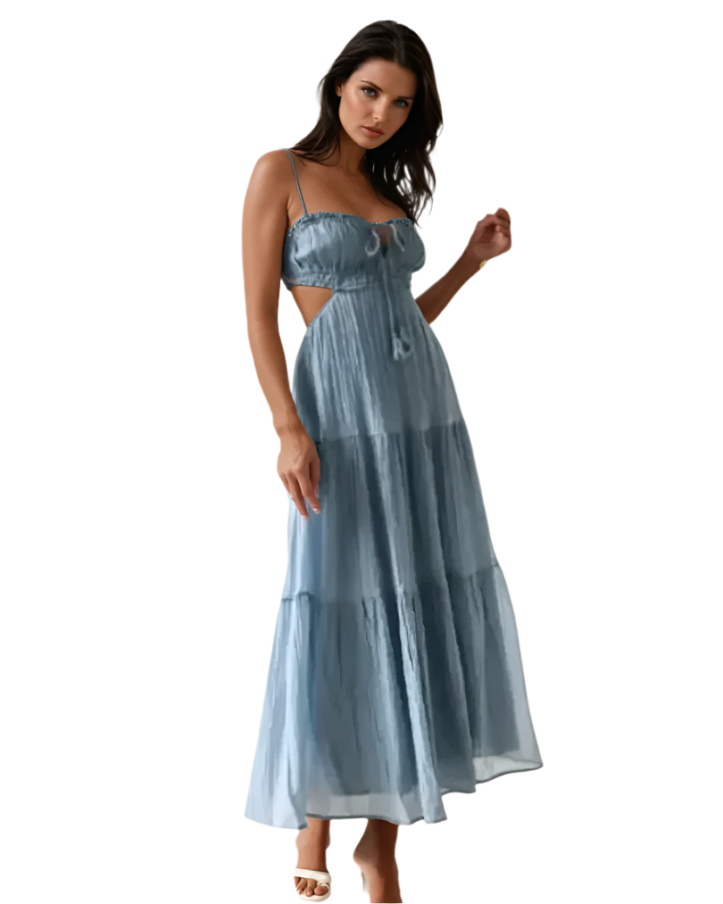 Kvinne Maxi Kjole Boho Chic Utskjæringer 0