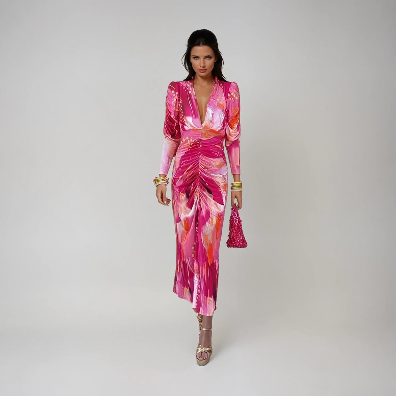 Kvinne Maxi Kjole Elegant Myk Stoff 3