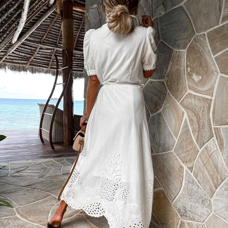 Kvinne Maxi Kjole Komfortabel Polyester 1