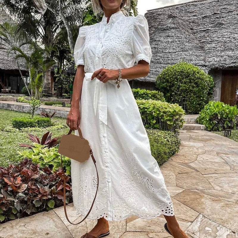 Kvinne Maxi Kjole Komfortabel Polyester 2