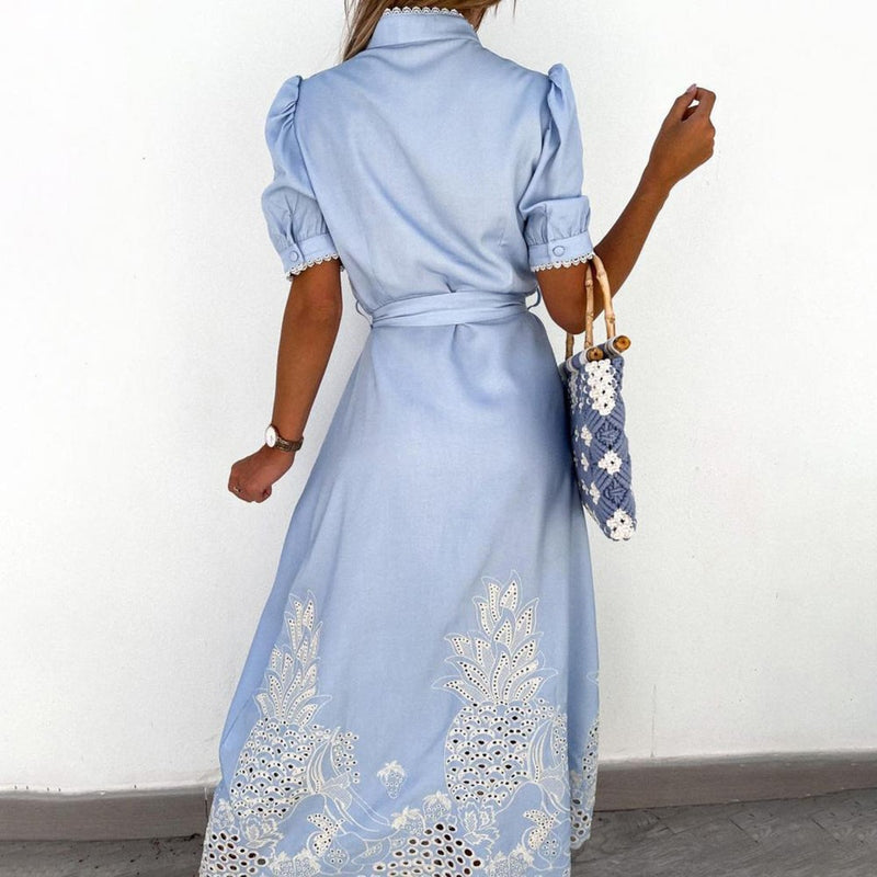 Kvinne Maxi Kjole Komfortabel Polyester 5