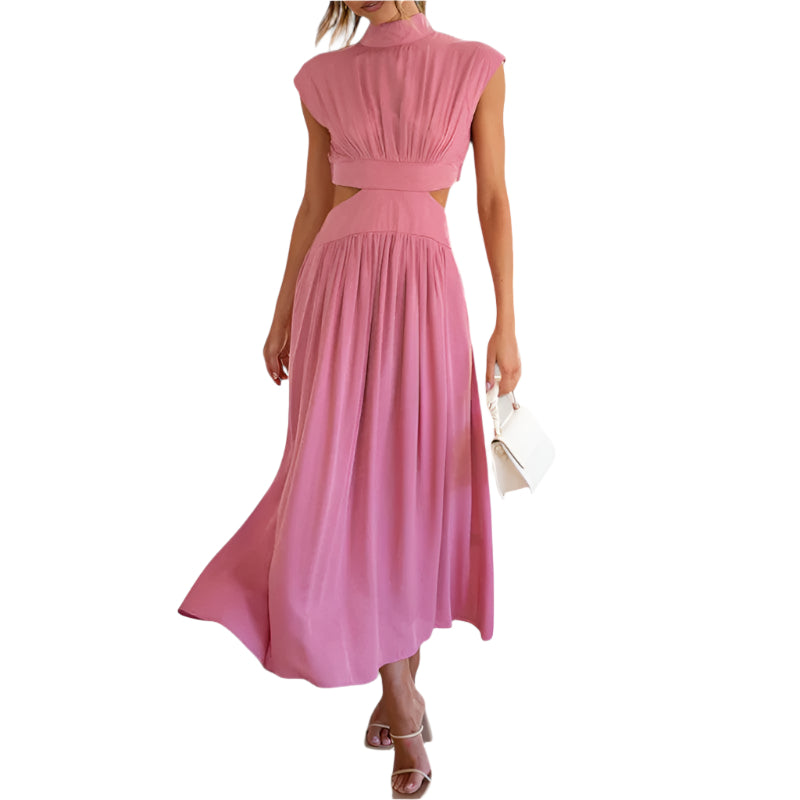 Kvinne Maxi Kjole Kortermet Høy Krage Polyester 0