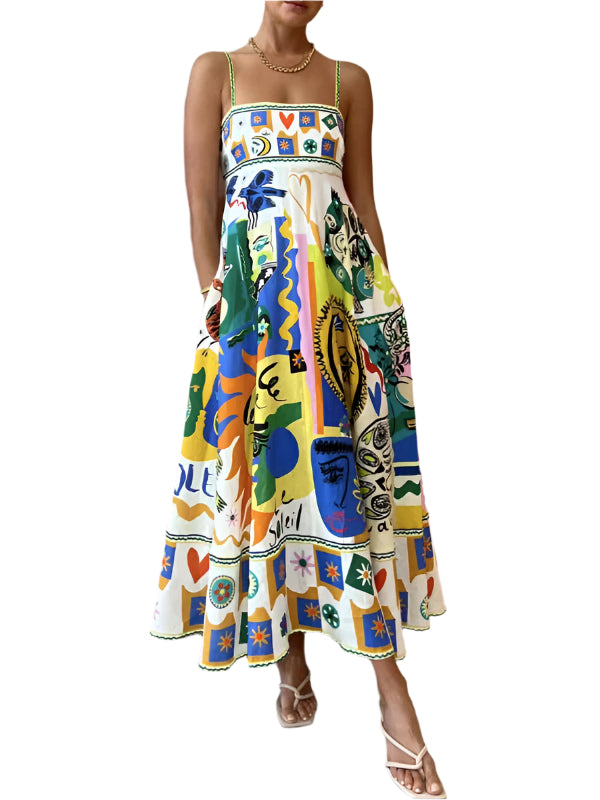 Kvinne Maxi Kjole Med Firkanthals Utringning Spaghetti Stropper 0