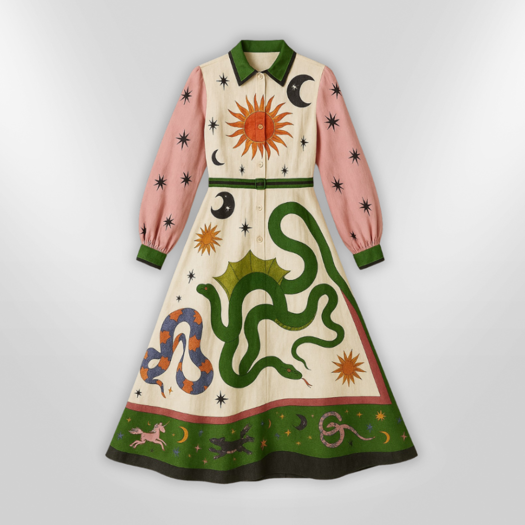 Kvinne Maxi Kjole Med Voluminøse Ermer Og Belte 3