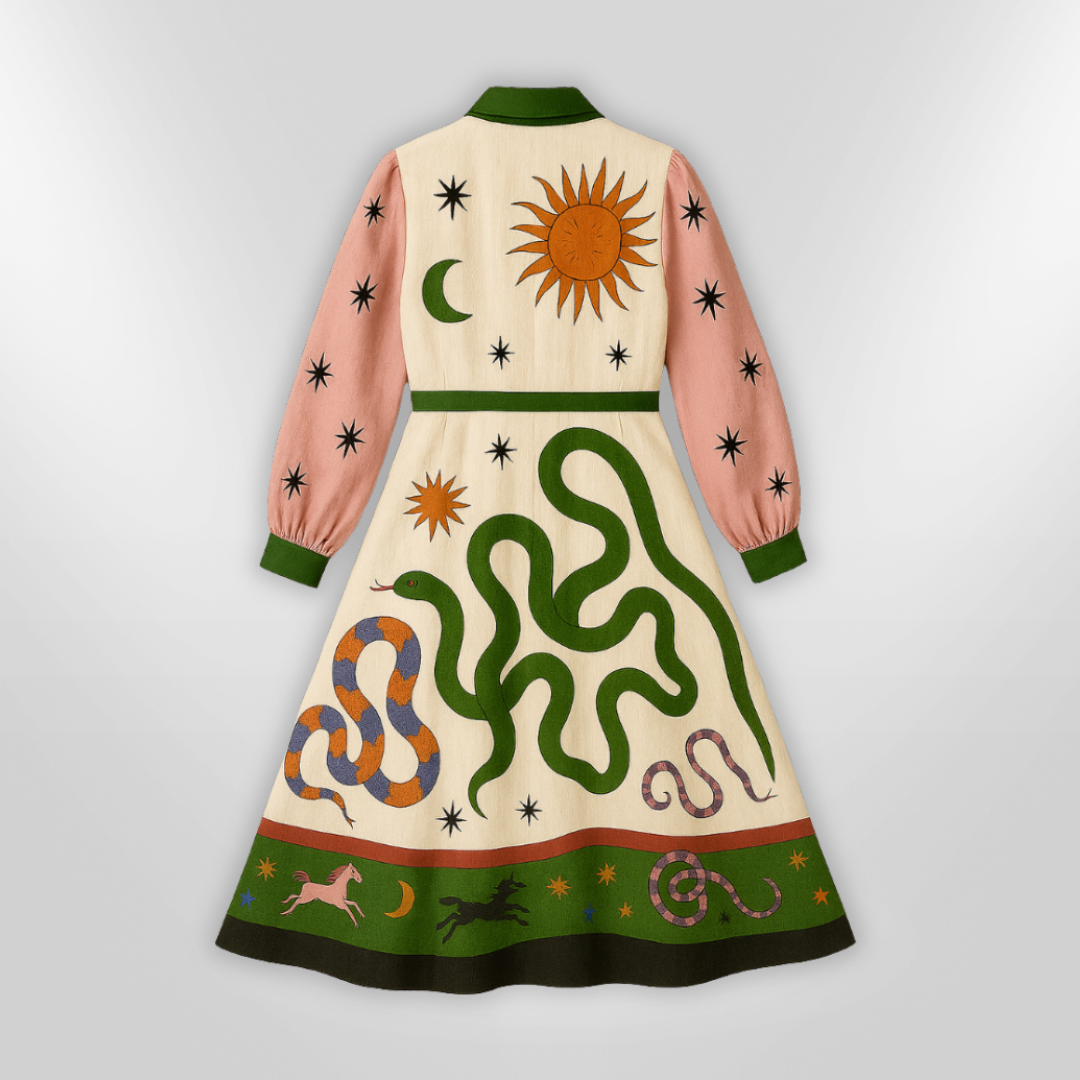 Kvinne Maxi Kjole Med Voluminøse Ermer Og Belte 4