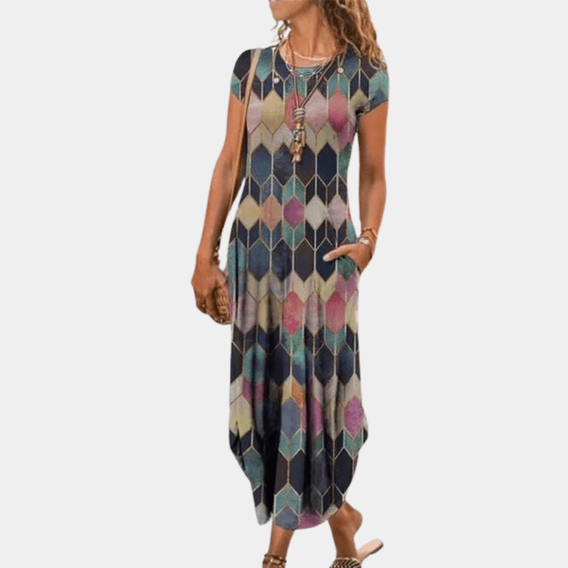 Kvinne Maxi Kjole Raffinert Stil Lett Materiale 1