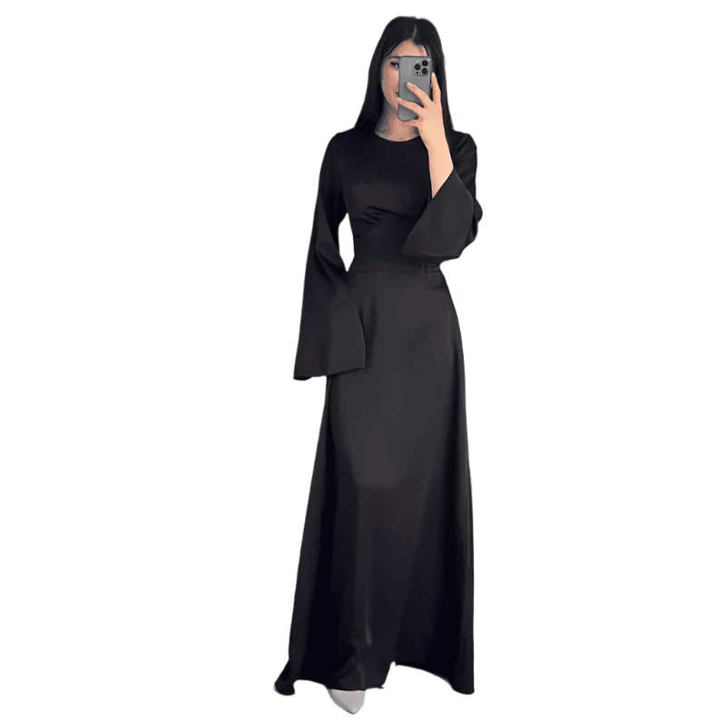 Kvinne Maxi Kjole Satin Lang Stil 0