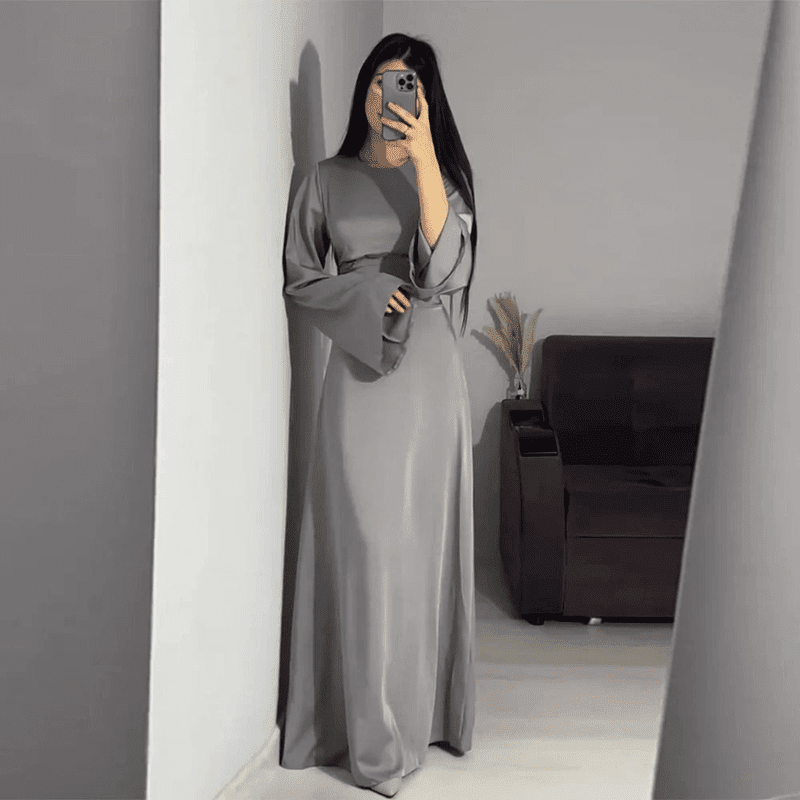 Kvinne Maxi Kjole Satin Lang Stil 1