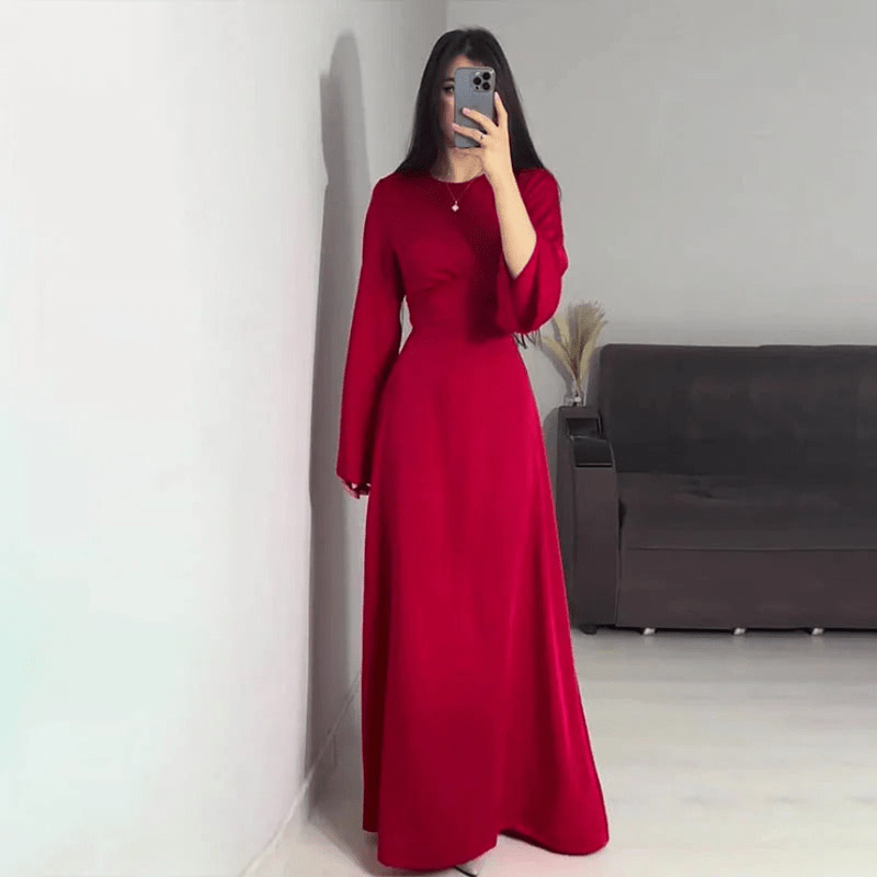 Kvinne Maxi Kjole Satin Lang Stil 2