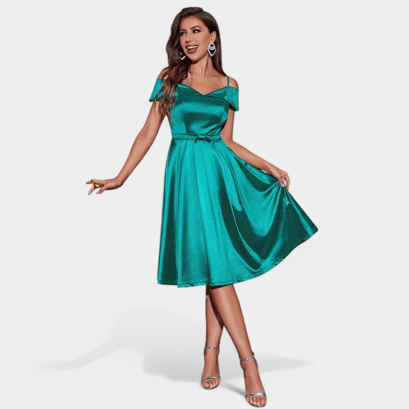 Kvinne Maxi Kjole Uten Ermer Satin 4