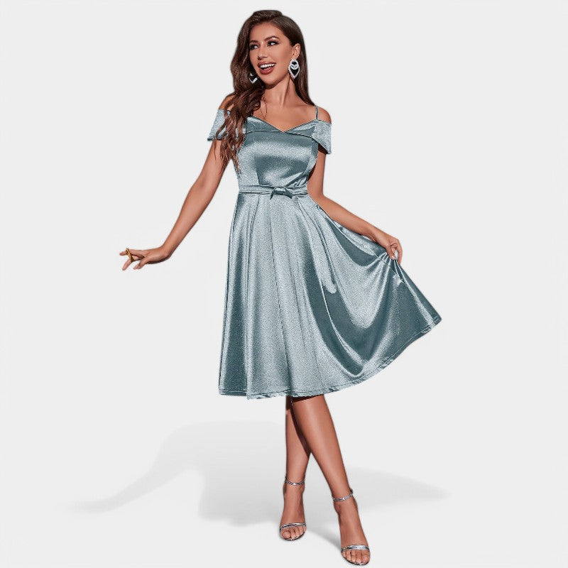 Kvinne Maxi Kjole Uten Ermer Satin 9