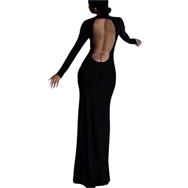 Kvinne Maxi Kjole Uten Rygg med Kjededetalj 0