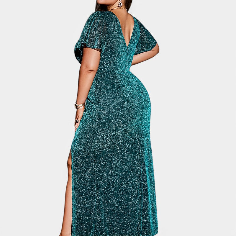 Kvinne Maxi Kjole V-hals Polyester Langermet for Bryllup 2