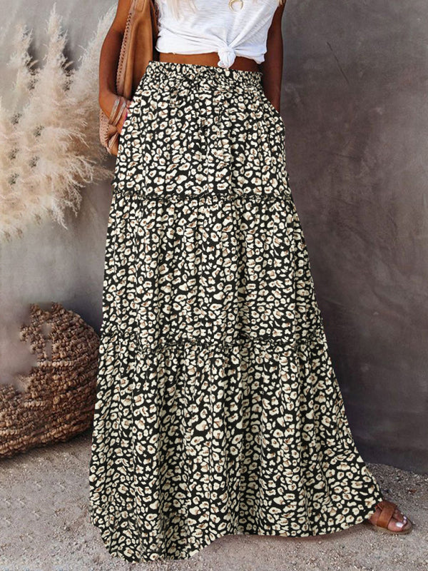 Kvinne Maxi Skjørt Bohem Høy Midje Polyester 5