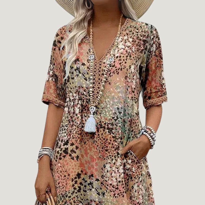 Kvinne Maxikjole Drapert Lett Stoff Bohemsk Stil 1