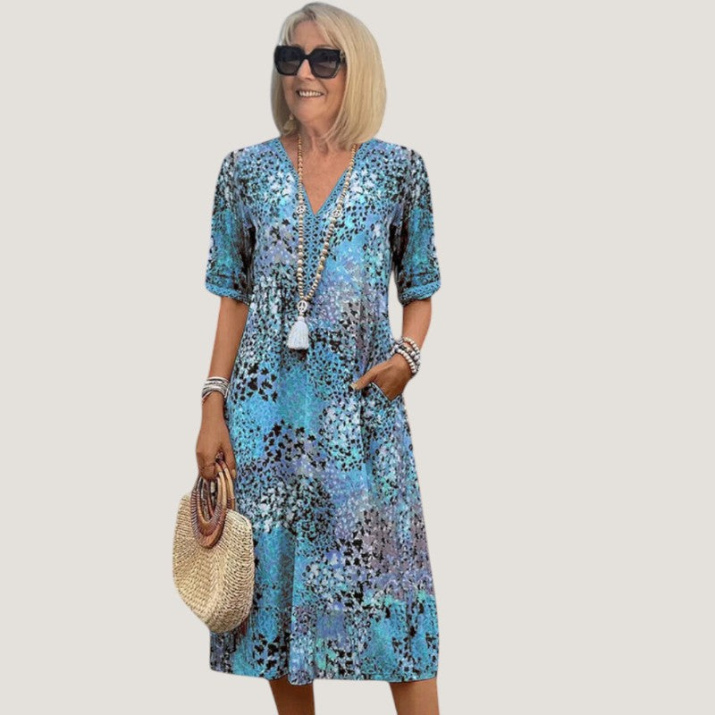 Kvinne Maxikjole Drapert Lett Stoff Bohemsk Stil 2