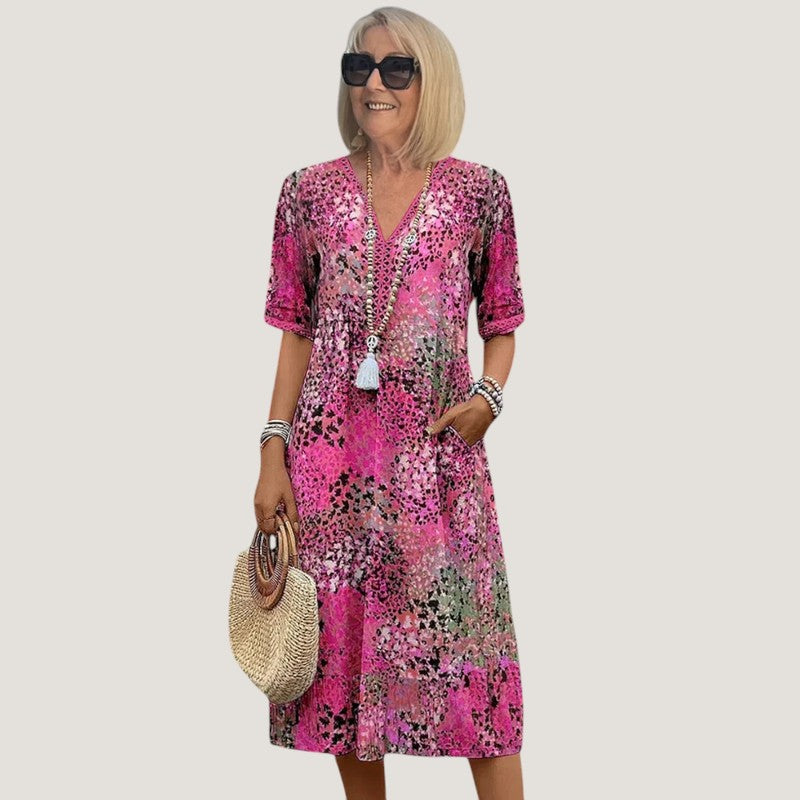 Kvinne Maxikjole Drapert Lett Stoff Bohemsk Stil 3