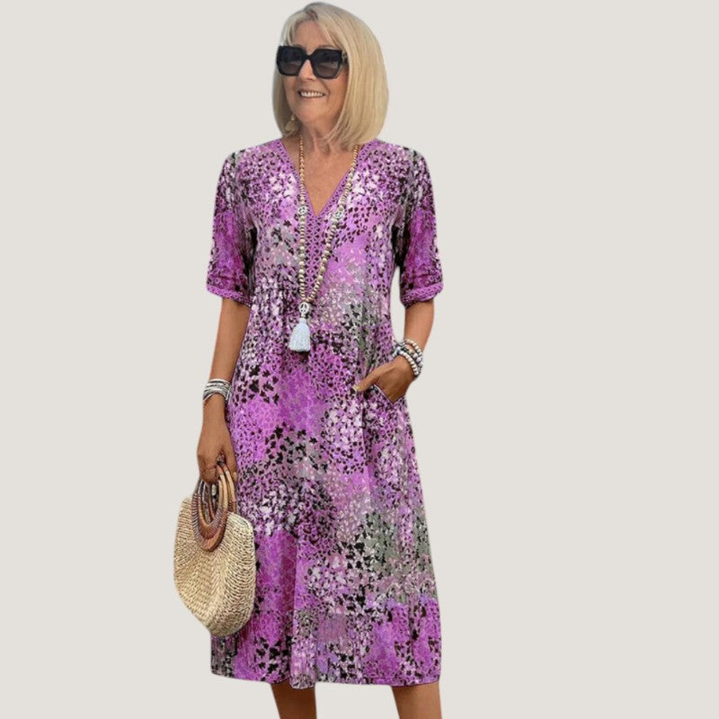 Kvinne Maxikjole Drapert Lett Stoff Bohemsk Stil 5