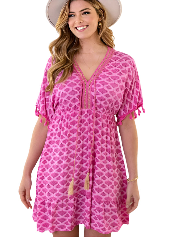 Kvinne Midi Kjole Løs Passform Boho-Stil 0