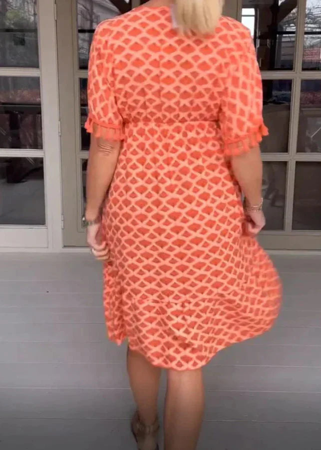 Kvinne Midi Kjole Løs Passform Boho-Stil 6