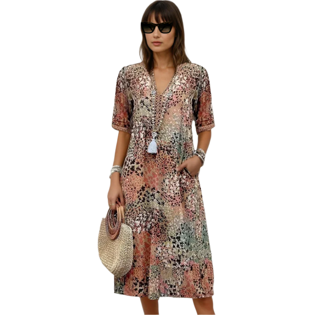 Kvinne Midtlengde Kjole Boho-Chic Mønster 0